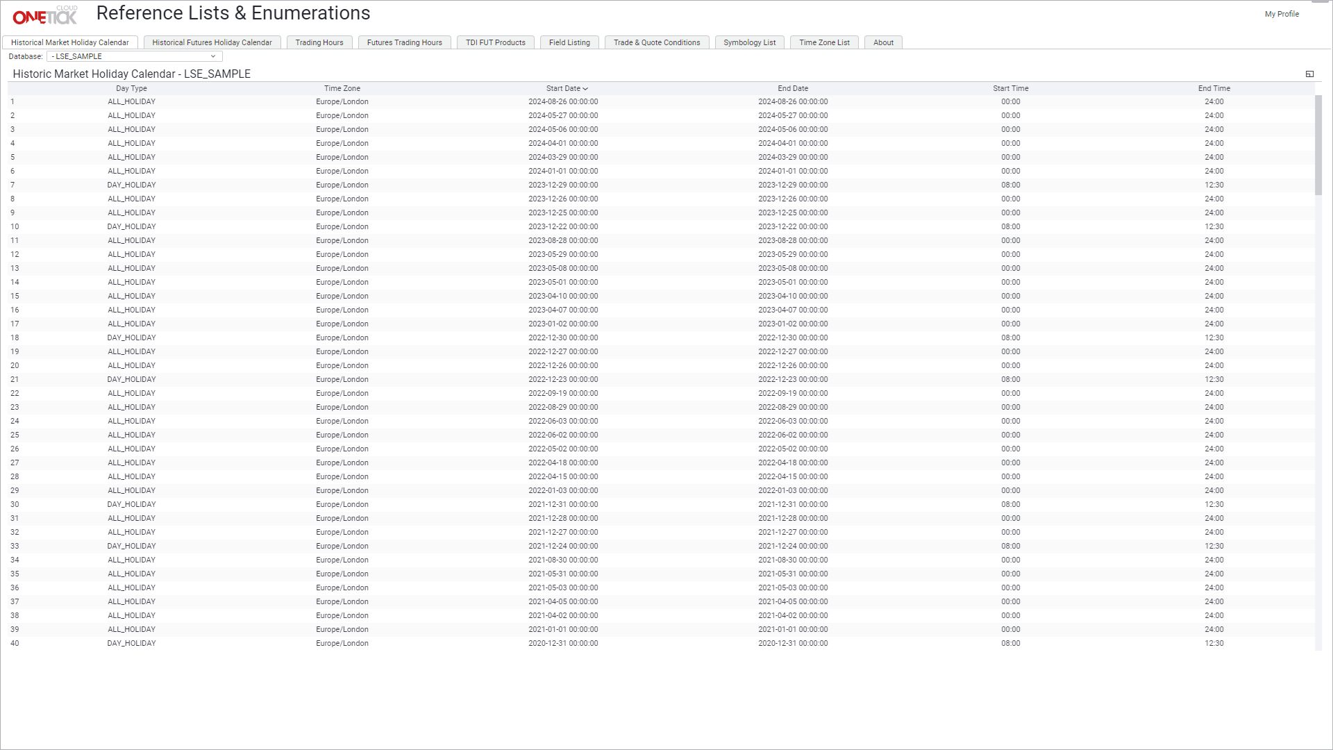 Reference Data & Enumerations